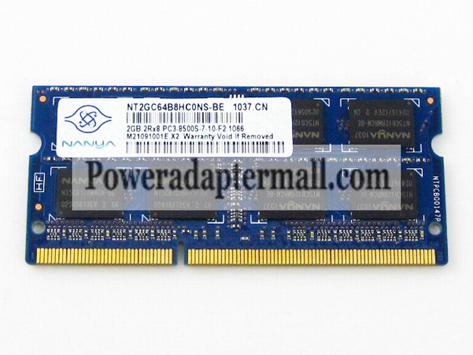 NANYA 2GB DDR3 PC3-8500 1066MHz 204PIN 2RX8 LAPTOP MEMORY RAM